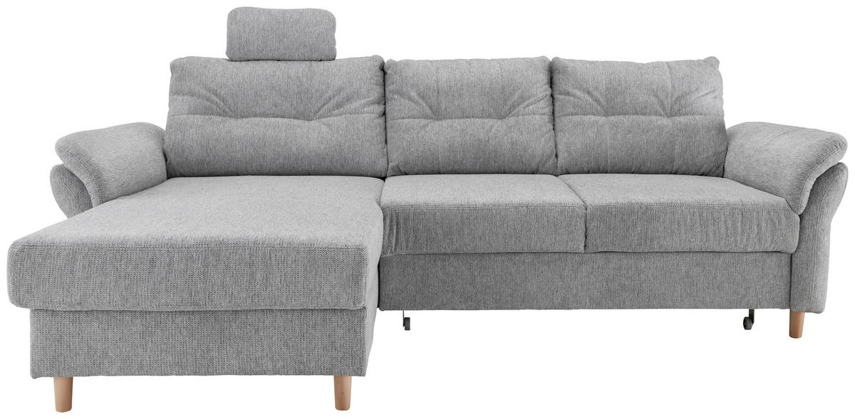 Ecksofa Brizzini mit Schlaf- Funktion, Silberfarben,176x250 - Silberfarben/Naturfarben, MODERN, Textil (176/250cm) - Livetastic