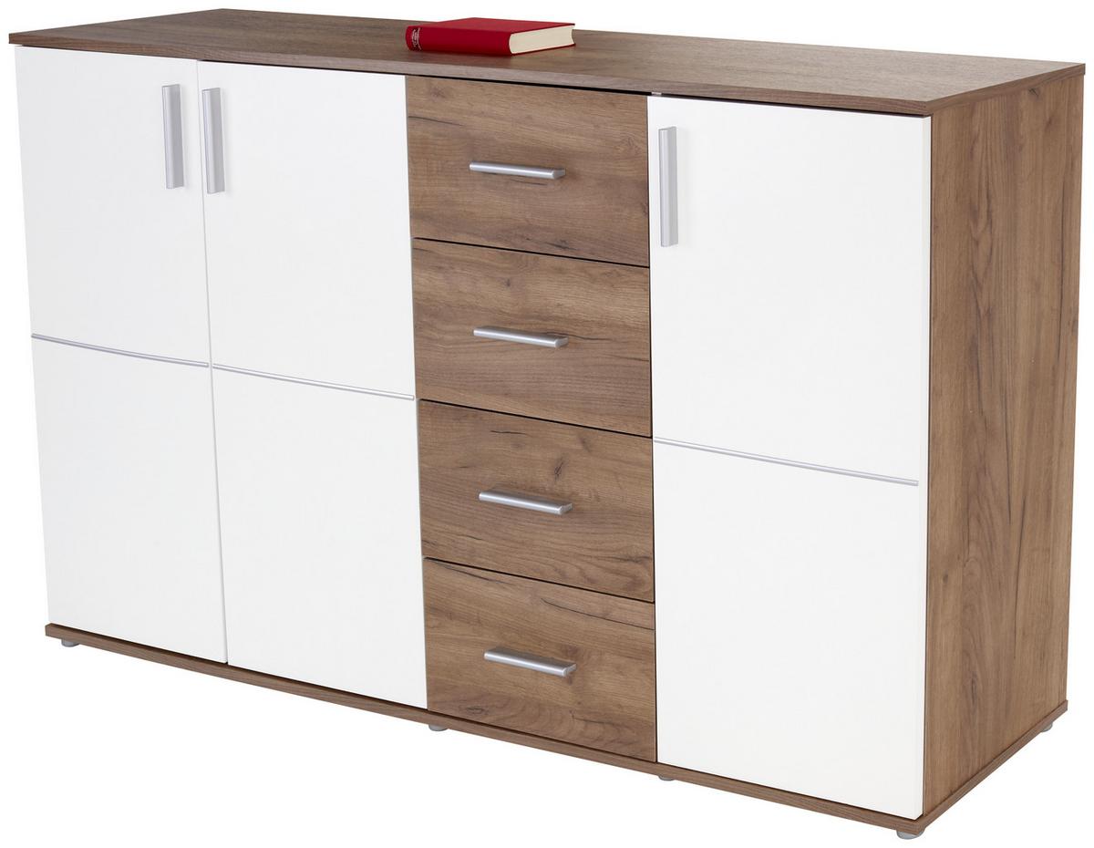 Kommode B: 175,6 cm Ina, Kraft Eiche Dekor/Weiß - Eichefarben/Weiß, MODERN, Holzwerkstoff (175,6/95,2/38,3cm)
