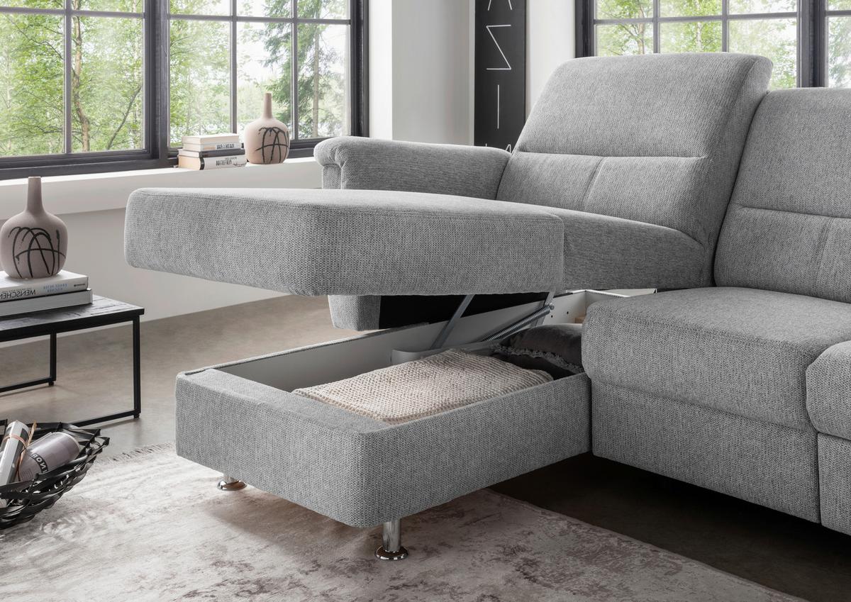 Ecksofa mit Stauraum Parole Silberfarben Chenille - Chromfarben/Silberfarben, MODERN, Textil (165/231cm) - Livetastic