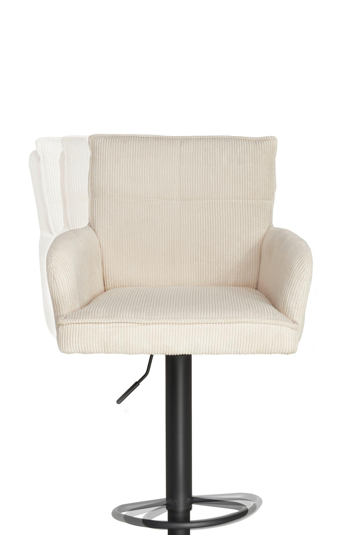 Barhocker Kai Beige Höhenverstellbar Mit Lehne - Beige/Schwarz, KONVENTIONELL, Textil/Metall (57/100-121/57cm) - MID.YOU