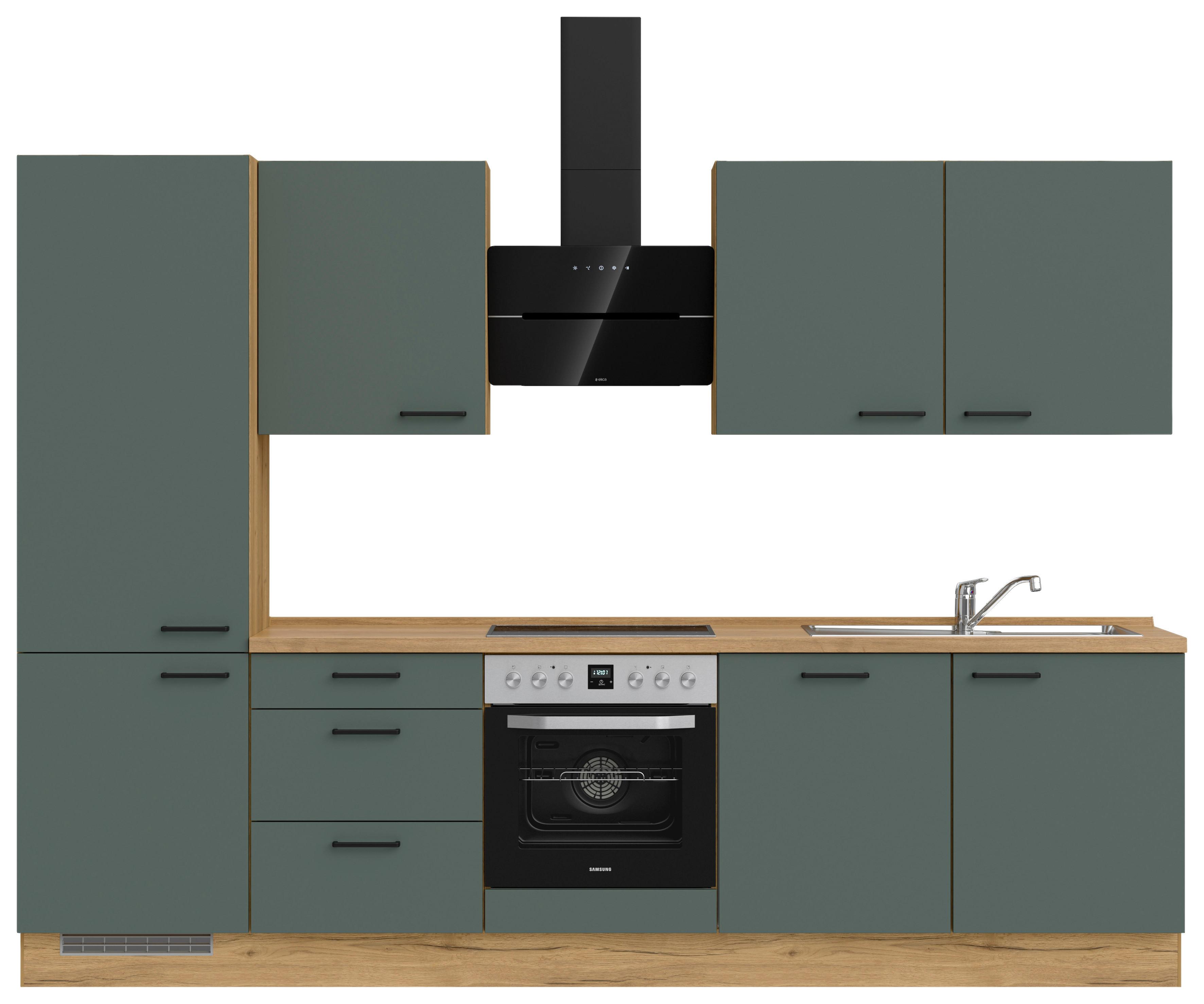 Küchenleerblock Easytouch High-Line, H10 Links - Dunkelgrün/Eichefarben, MODERN, Holzwerkstoff (300cm) - Nobilia