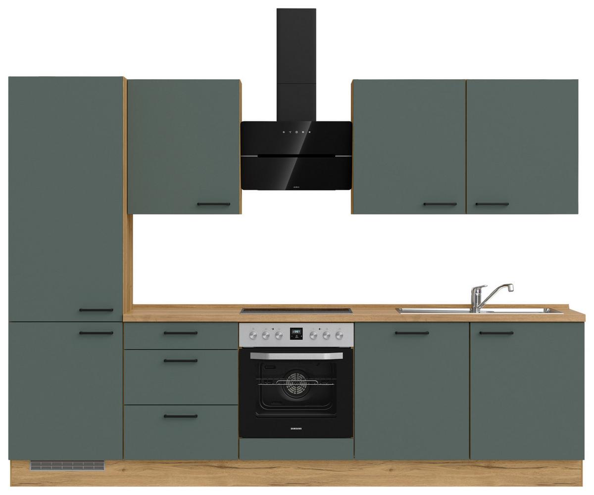 Küchenleerblock Easytouch High-Line, H10 Links - Dunkelgrün/Eichefarben, MODERN, Holzwerkstoff (300cm) - Nobilia