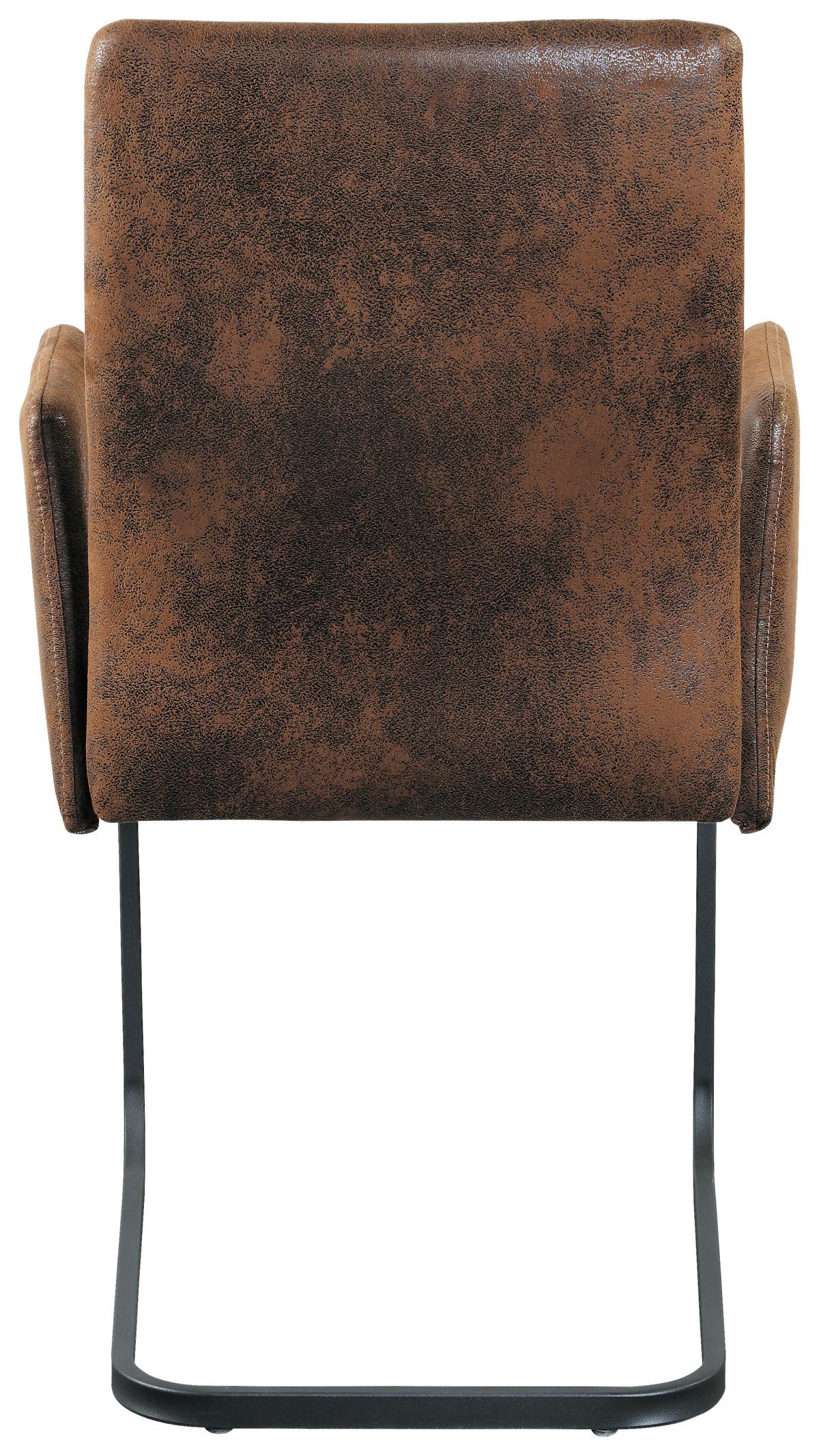 Armlehnstuhl Bordal Braun Gepolstert - Schwarz/Braun, MODERN, Textil/Metall (52/91/59,5cm) - MID.YOU