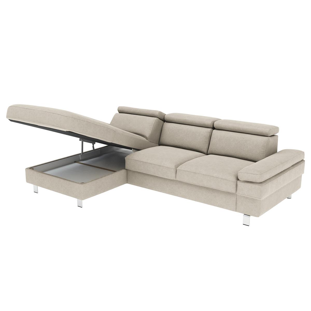 Ecksofa Elvis Silberfarben S: 182x259 Cm - Silberfarben, KONVENTIONELL, Textil (182/259cm) - Trendmanufaktur