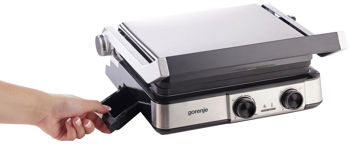 Kontaktgrill 2000w, Bis 230c - Silberfarben/Schwarz, Basics, Kunststoff/Metall (36,4/16,5/33,5cm) - Gorenje