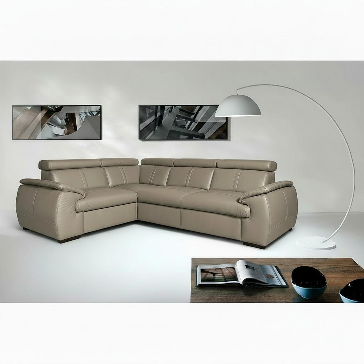 Ecksofa City Hellgrau S: 193x265 Cm - Wengefarben/Hellgrau, Design, Leder (193/265cm) - Livetastic