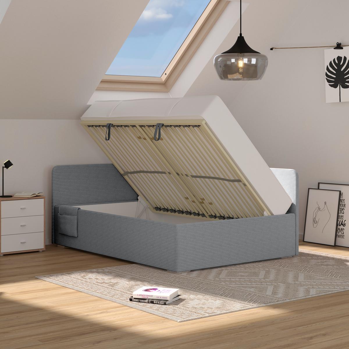 Kárpitozott Ágy Remi 120/200cm - ezüstszínű, Modern, textil/fa (120/200cm)