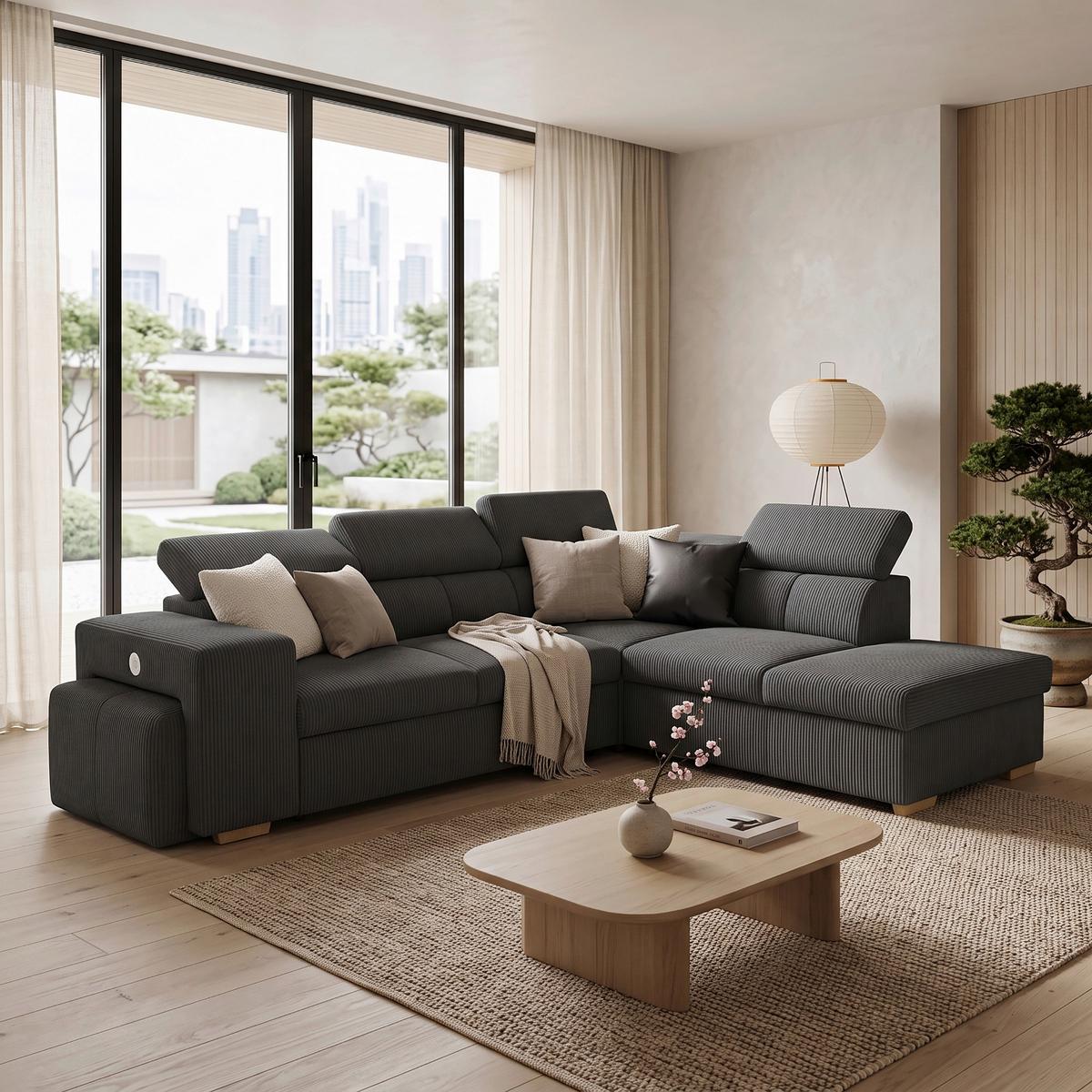 Ecksofa Sirius L anthrazit, 267x218cm - Eichefarben/Anthrazit, KONVENTIONELL, Holz/Holzwerkstoff (267/218cm)
