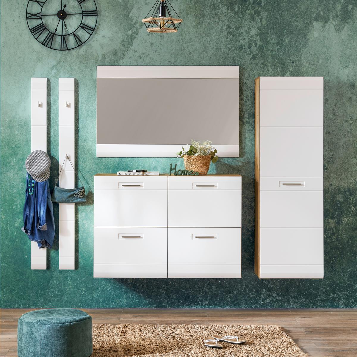 Garderobenspiegel Auris BxH: 120x78 cm Teilverrahmt Weiß - Weiß, MODERN (120/78/2cm) - Luca Bessoni