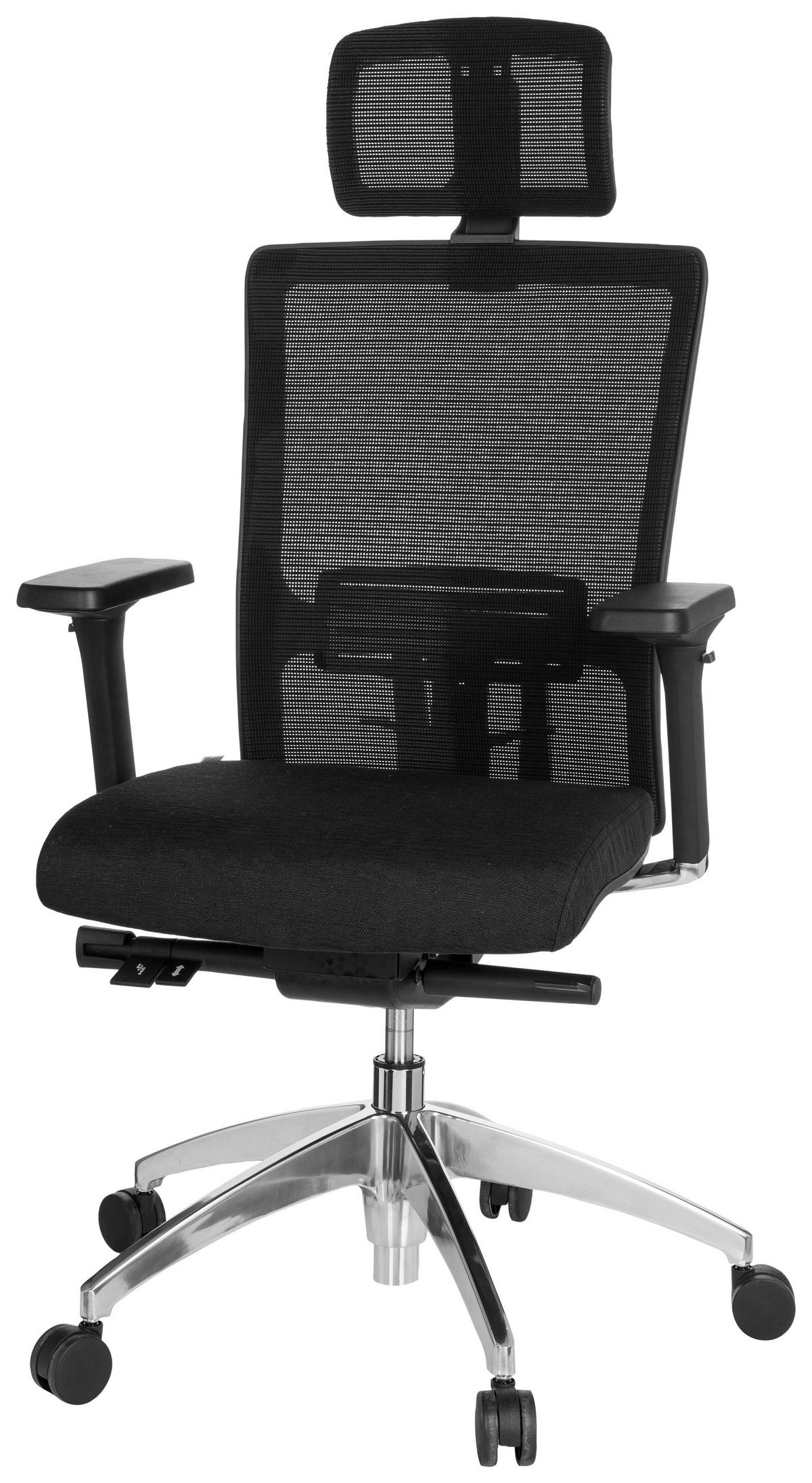 Drehstuhl Astra Lux Schwarz - Alufarben/Schwarz, MODERN, Kunststoff/Textil (57/138/52cm) - MID.YOU