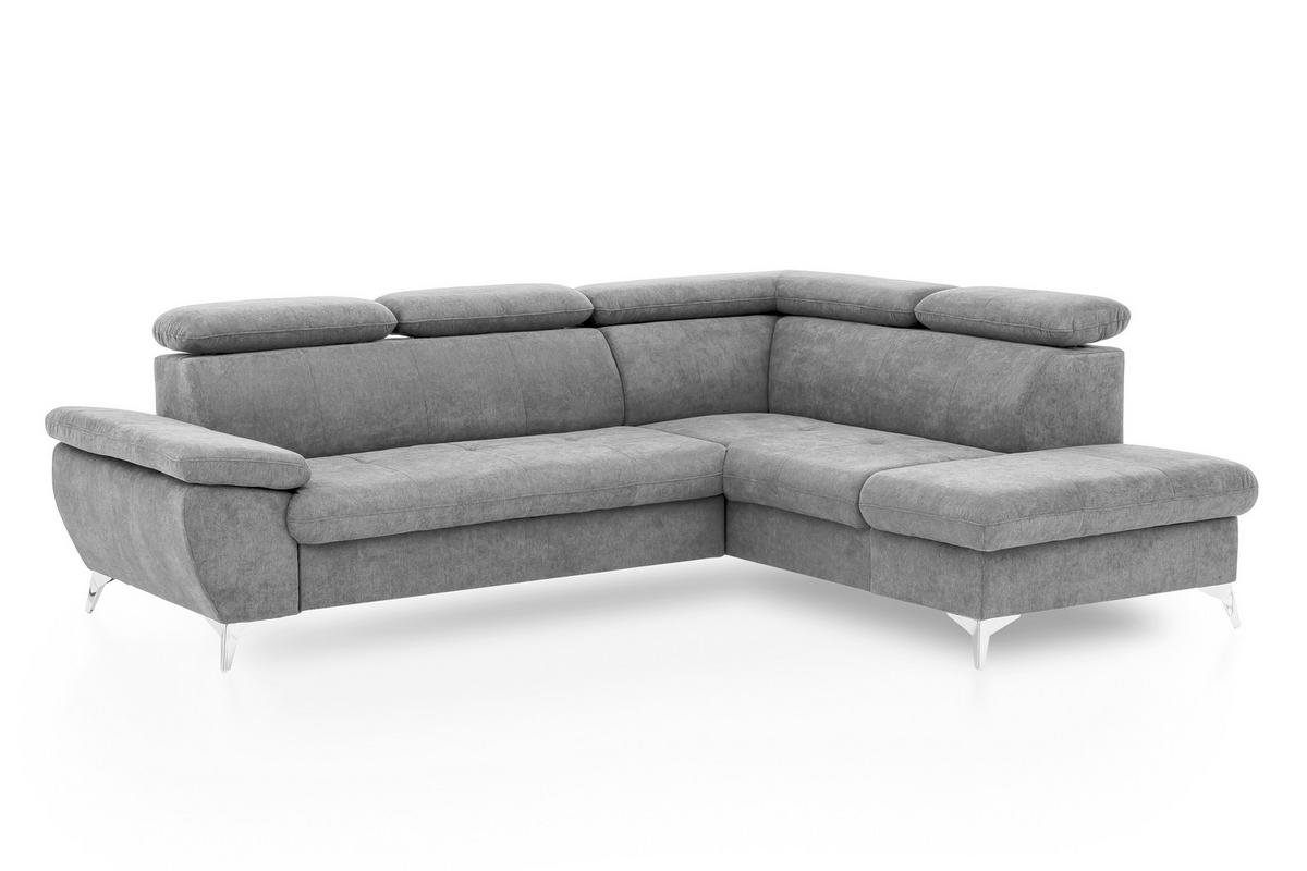 Ecksofa mit Schlaffunktion und Bettkasten Gisele Grau - Chromfarben/Hellgrau, KONVENTIONELL, Textil (256/209cm) - Livetastic