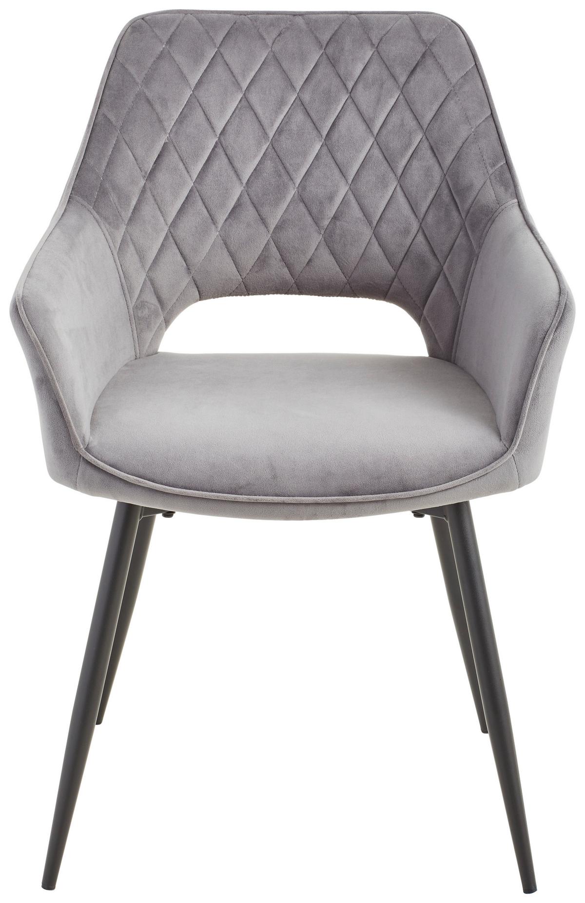 Armlehnstuhl Genua Dunkelgrau Gepolstert - Dunkelgrau/Schwarz, KONVENTIONELL, Holz/Textil (56/80,5/56cm) - MID.YOU