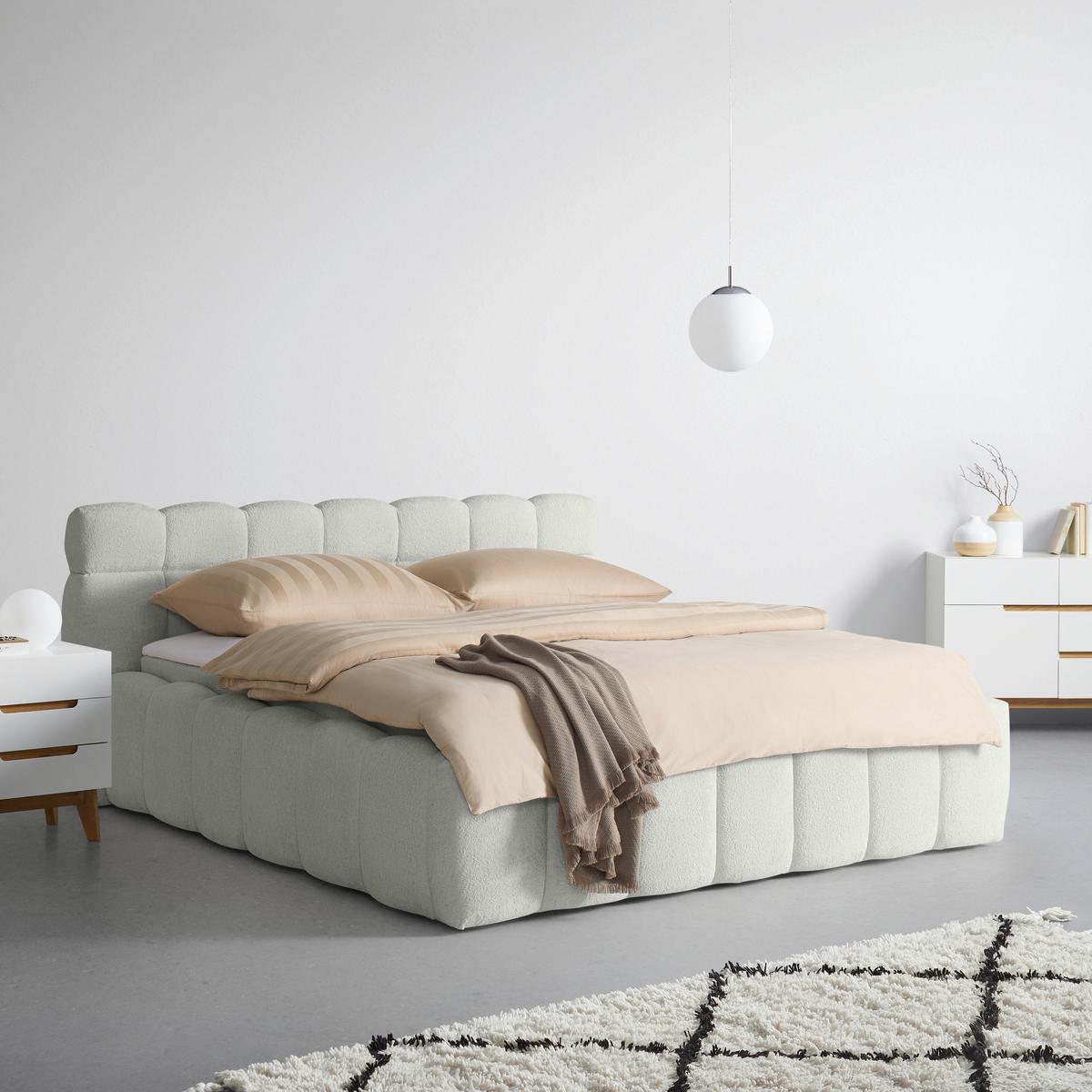 Čalouněná postel MONTE 200x200, šedo hnědá - černá/šedohnědá, Konvenční, textil/plast (200/200cm) - Based