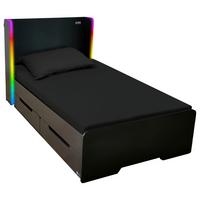 Bett Schwarz, Lf: 90x190 cm - Schwarz, MODERN, Holzwerkstoff (90/190cm) - X Rocker