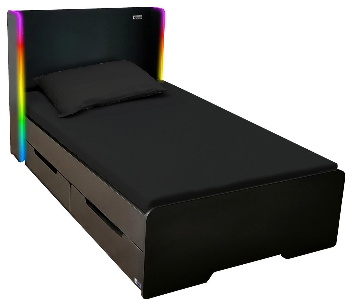 Bett Schwarz, Lf: 90x190 cm - Schwarz, MODERN, Holzwerkstoff (90/190cm) - X Rocker