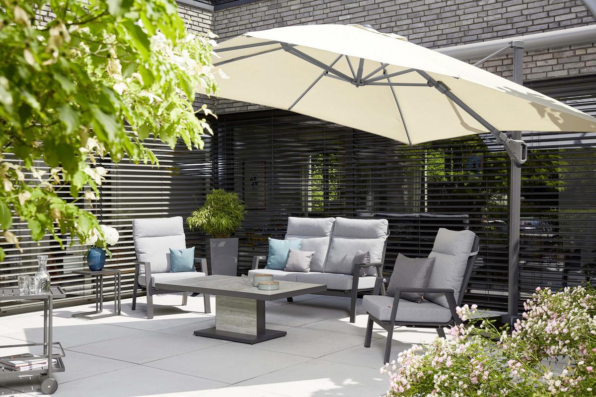 Ampelschirm Sunset N+ B: 300 H: 255 Cm Anthrazit/creme - Anthrazit/Creme, KONVENTIONELL, Textil/Metall (300/300cm) - Siena Garden