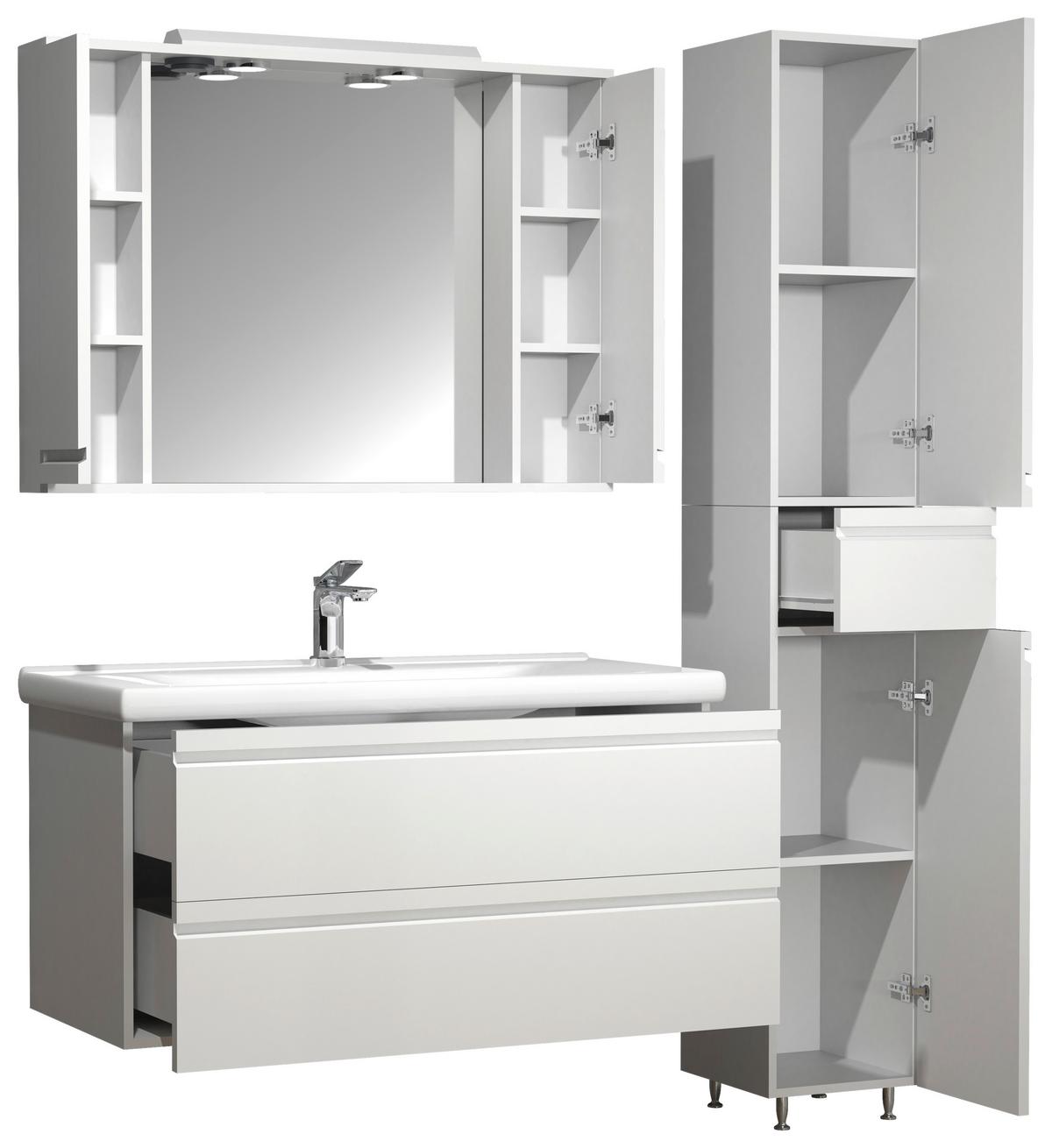 Badezimmer Silora Xl - Weiß, MODERN, Glas/Keramik (130cm) - MID.YOU