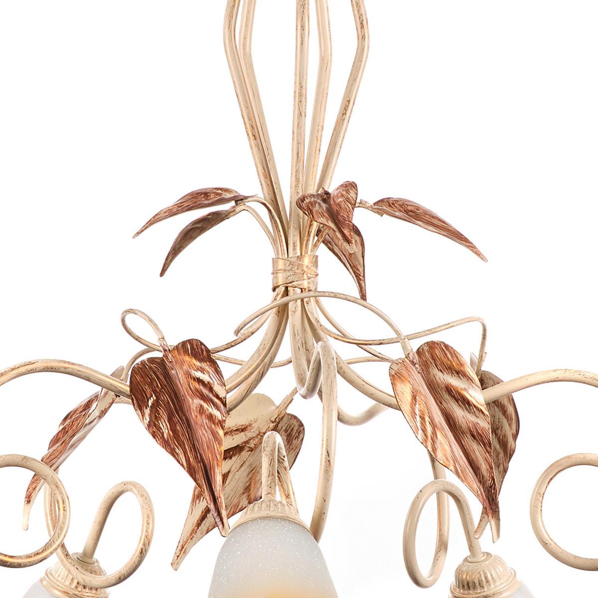 Kronleuchter 4647/5 - Beige/Weiß, Natur, Glas/Metall (90/90/130cm)