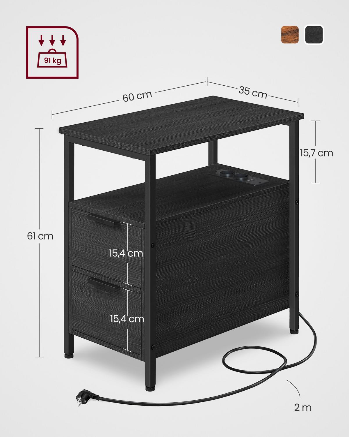 Beistelltisch Schwarz B: 60 cm - Schwarz, Trend, Holzwerkstoff (60/61/35cm) - MID.YOU