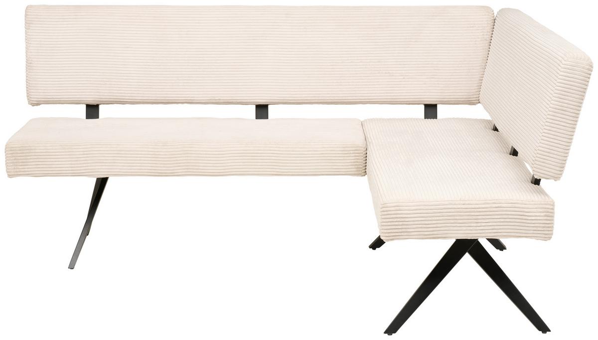 Eckbank Chios Cord Beige, S: 190x150 Cm - Beige/Schwarz, KONVENTIONELL, Textil/Metall (190/150cm) - MID.YOU