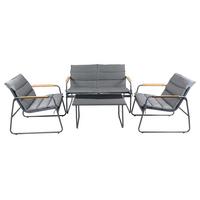 Loungegarnitur Lexila 4-teilig Anthrazit - Anthrazit/Schwarz, MODERN, Glas/Kunststoff - MID.YOU