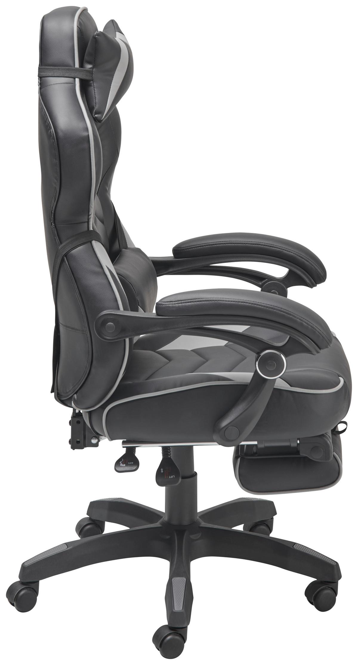 Gamingstuhl Yaira - Schwarz/Grau, LIFESTYLE, Holz/Kunststoff (68,5/116-124/65cm) - Livetastic