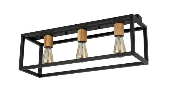 Deckenleuchte Celine L: 65 Cm 3-Flammig Mit Eiche Echtholz - Schwarz, ROMANTIK / LANDHAUS, Holz/Metall (65/20/23cm) - James Wood
