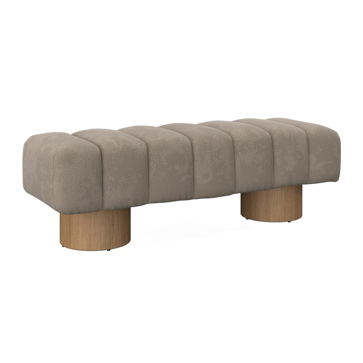 Sedací lavice ALINA, sv.hnědá žinylka, max. 240 kg - přírodní barvy/světle hnědá, Moderní, dřevo/kompozitní dřevo (140/45/45cm) - Bessagi Home