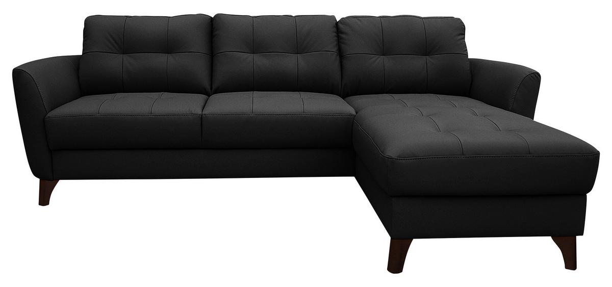 Ecksofa Nordic Schwarz S: 238x168 Cm - Buchefarben/Schwarz, Design, Leder/Textil (238/168cm) - Livetastic