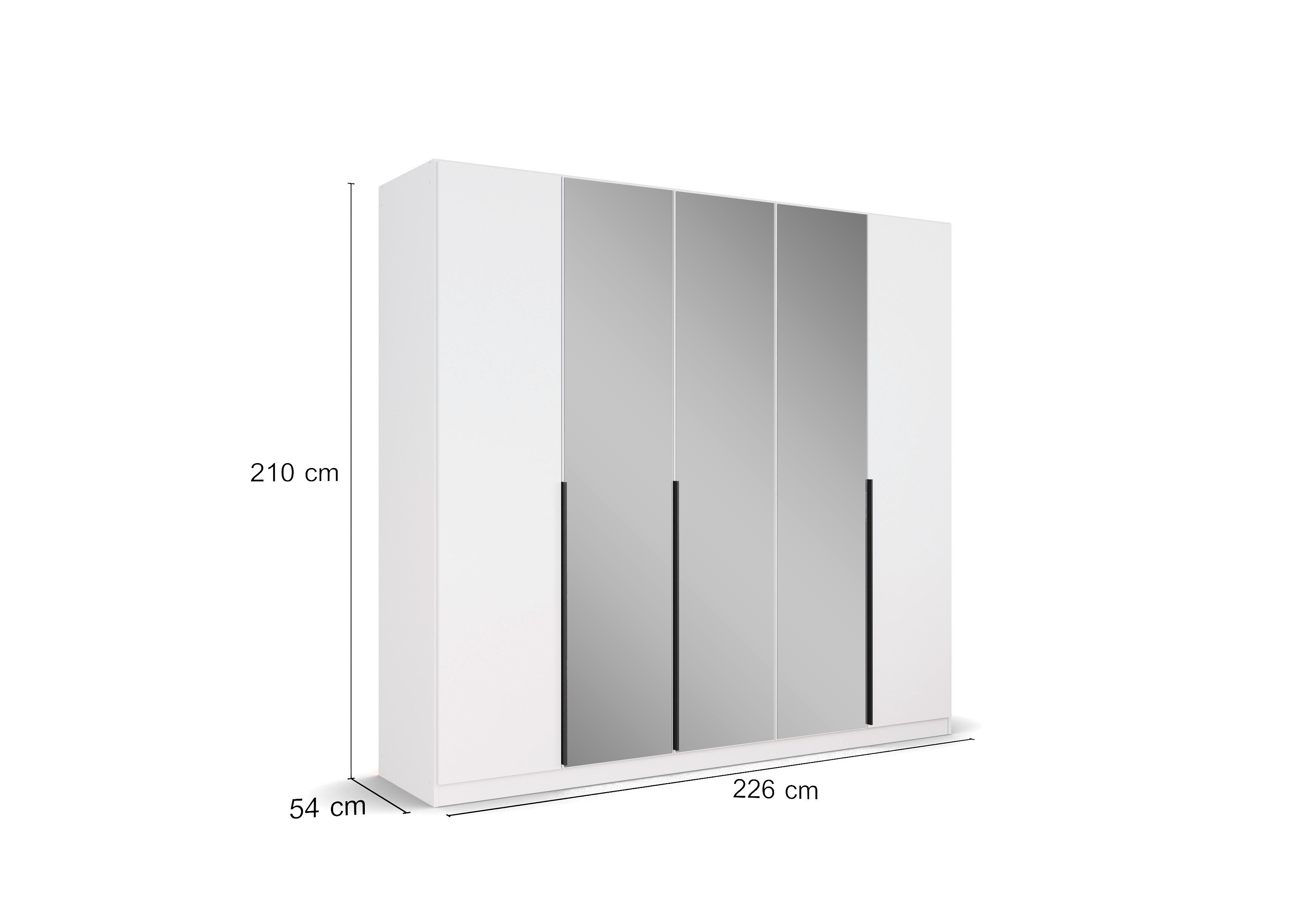 Drehtürenschrank Skyla Weiß/Glas 226 cm - Weiß, MODERN, Holzwerkstoff (226/210/54cm) - Rauch Möbel