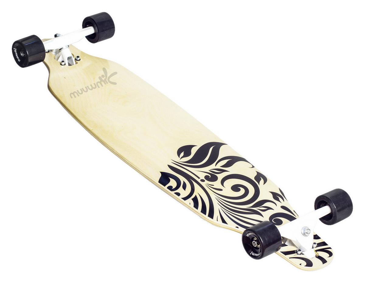Longboard Muuwmi L: 97 Cm Abec-7, Anti-Rutsch-Auflage - Ahornfarben/Schwarz, Basics, Holz (97/23/14cm)