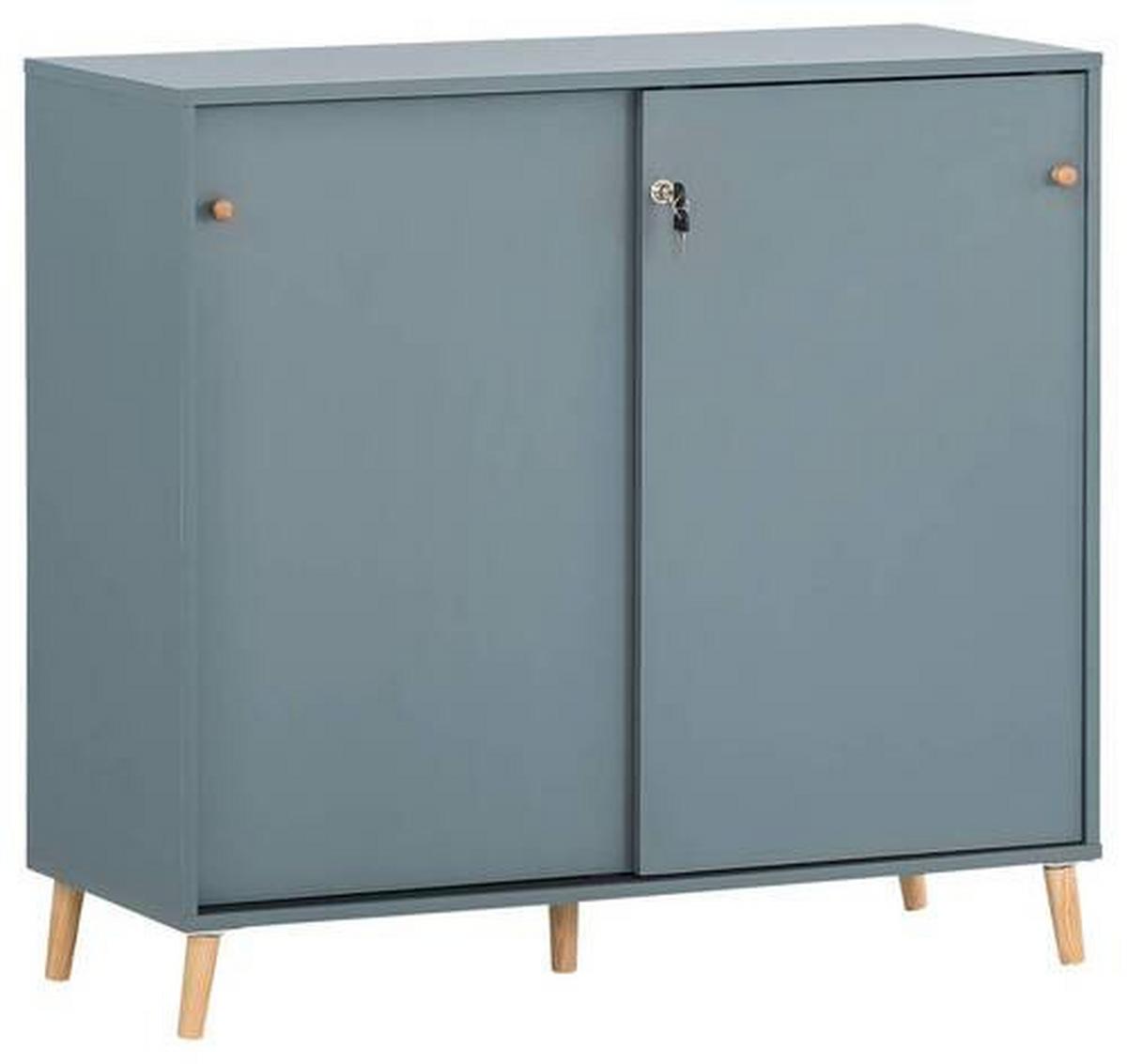 Aktenschrank Serie 500 Blau B: 100,1 cm - Blau, MODERN, Holzwerkstoff (100,1/92,6/41cm) - MID.YOU
