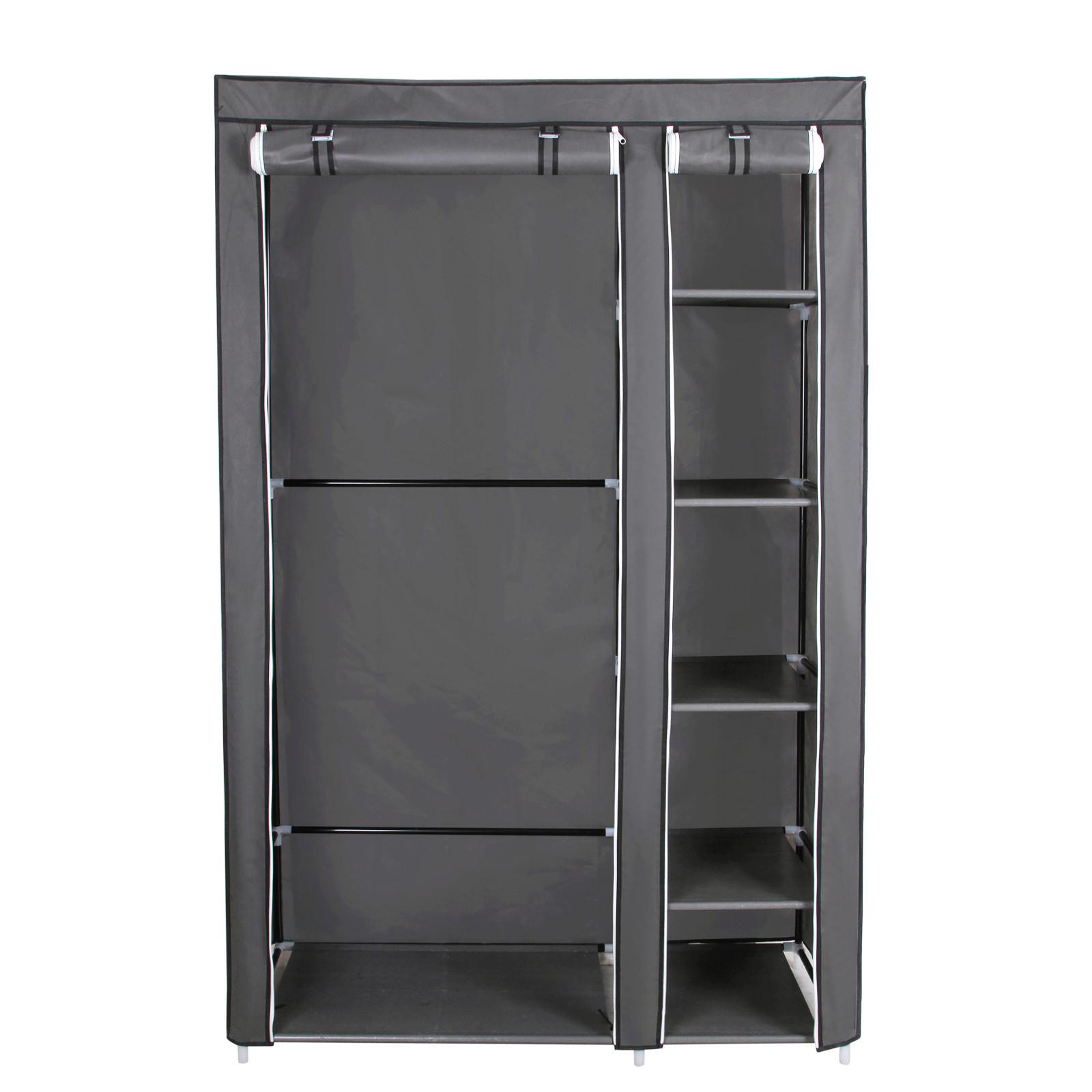 Stoffschrank Grau B: 110 cm - Eschefarben/Grau, Basics, Kunststoff/Textil (110/175/45cm)