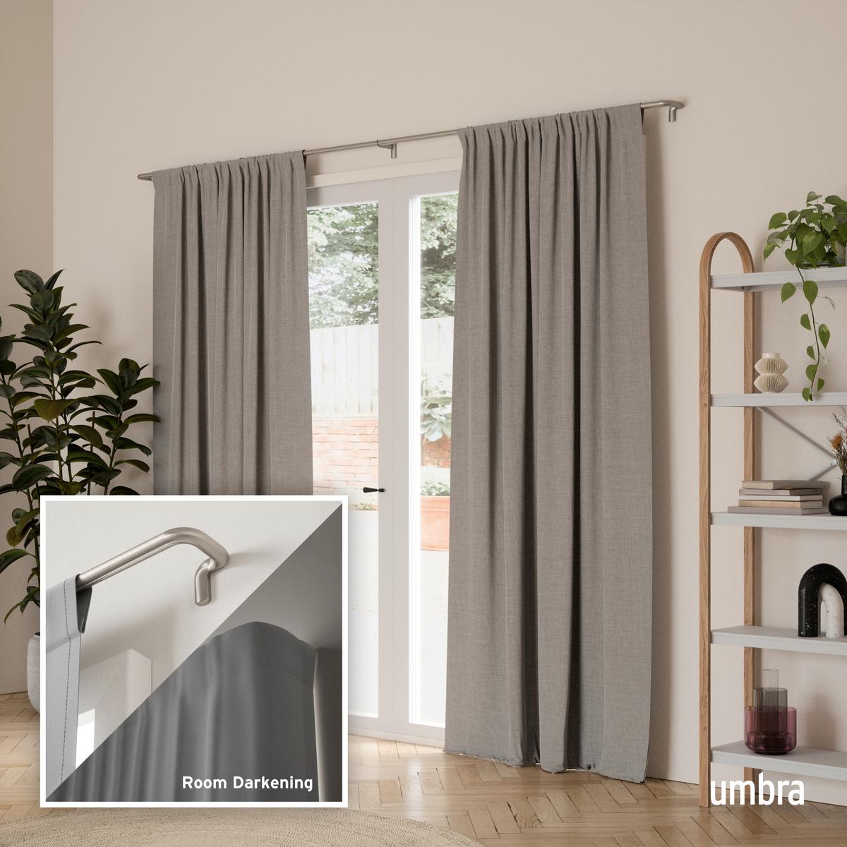 Vorhangstangenset Twilight Nickelfarben L: 168-365 cm - Nickelfarben, KONVENTIONELL, Kunststoff/Metall (168-365cm) - Umbra