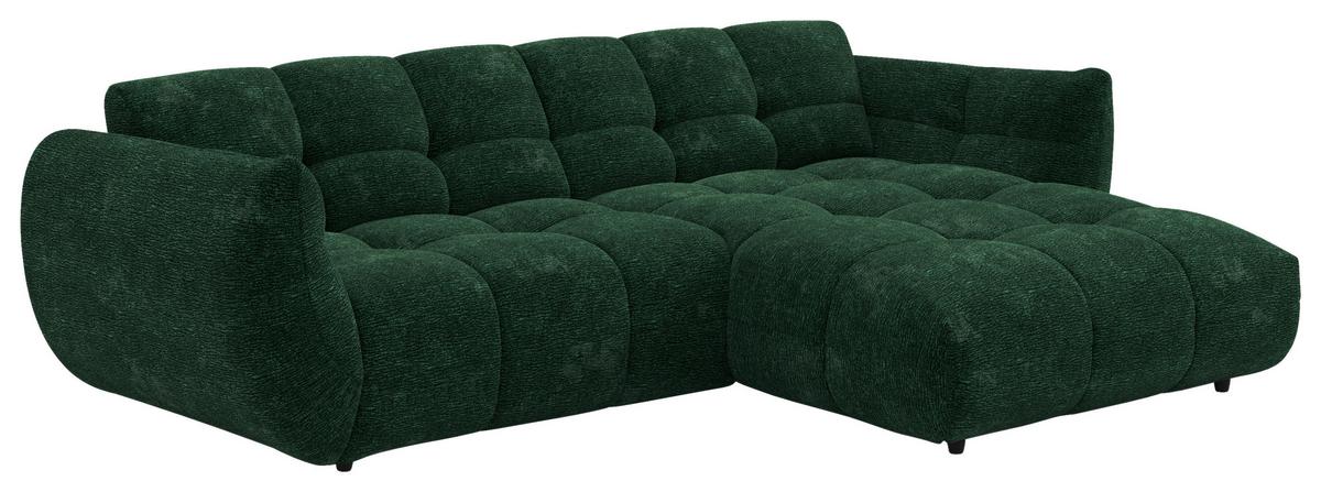Rohová sedačka PANDA, pravá, tmavě zelená žinylka - černá/tmavě zelená, Trend, textil/plast (280/178cm) - Premium Living
