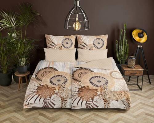 Bettwäsche Reani Braun Taupe Beige 155x220 cm - Taupe/Beige, Design, Textil (155/220cm)