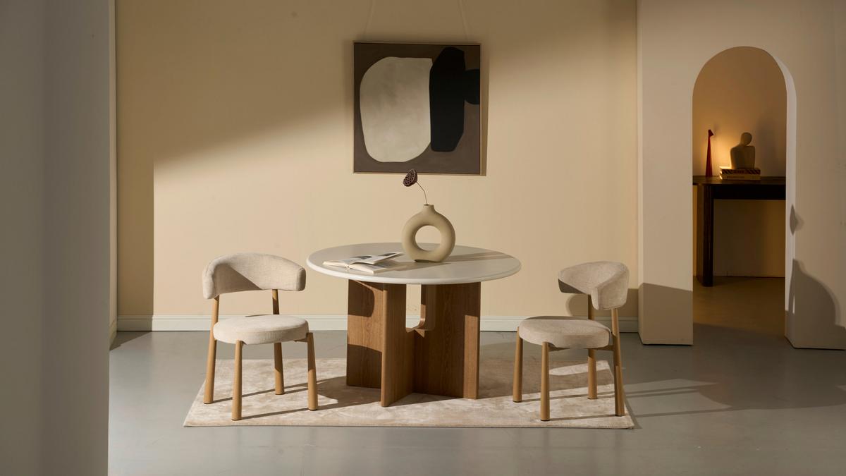 Esstisch Levi Weiß/Eichefarben D: 120 cm - Eichefarben/Weiß, MODERN, Holz/Wellpappe (120/120/75cm) - Livetastic