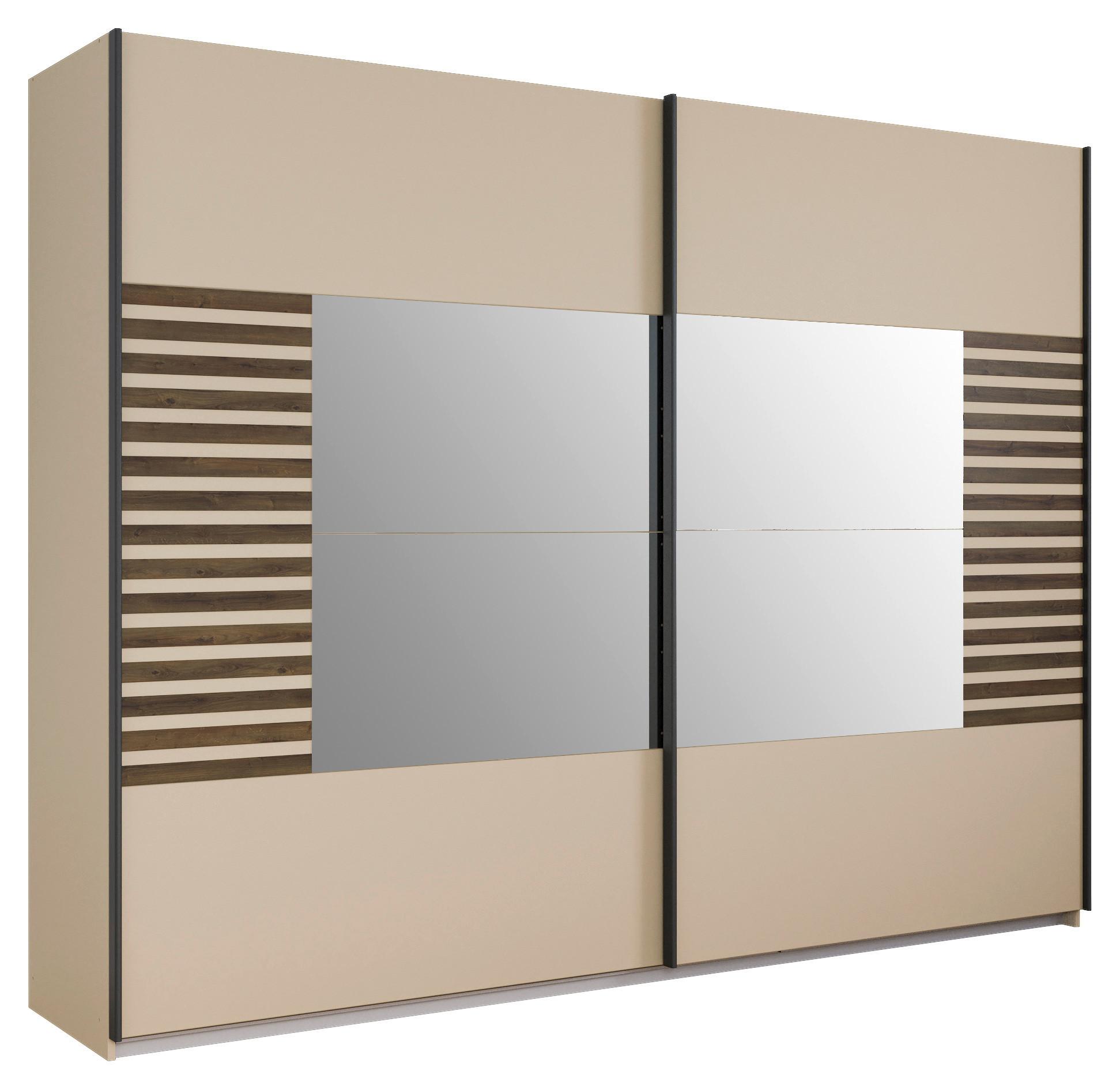 Schwebetürenschrank Barea Champagner Eiche dunkel Dek. - Eiche dunkel/Champagner, MODERN, Holzwerkstoff (271/210/62cm) - Rauch Möbel