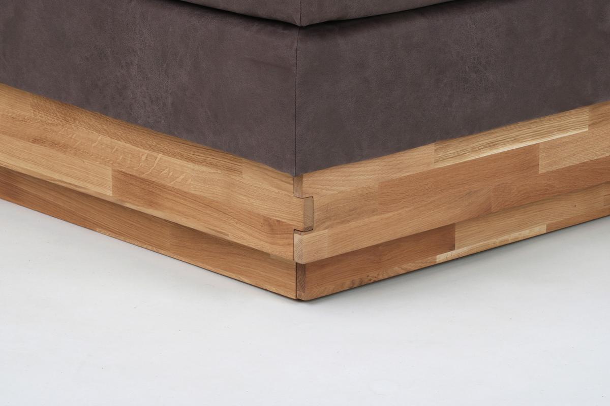 Boxspringbett mit Topper & Bettkasten 160x200 Moneta - Eichefarben/Dunkelgrau, MODERN, Holz/Textil (160/200cm) - MID.YOU