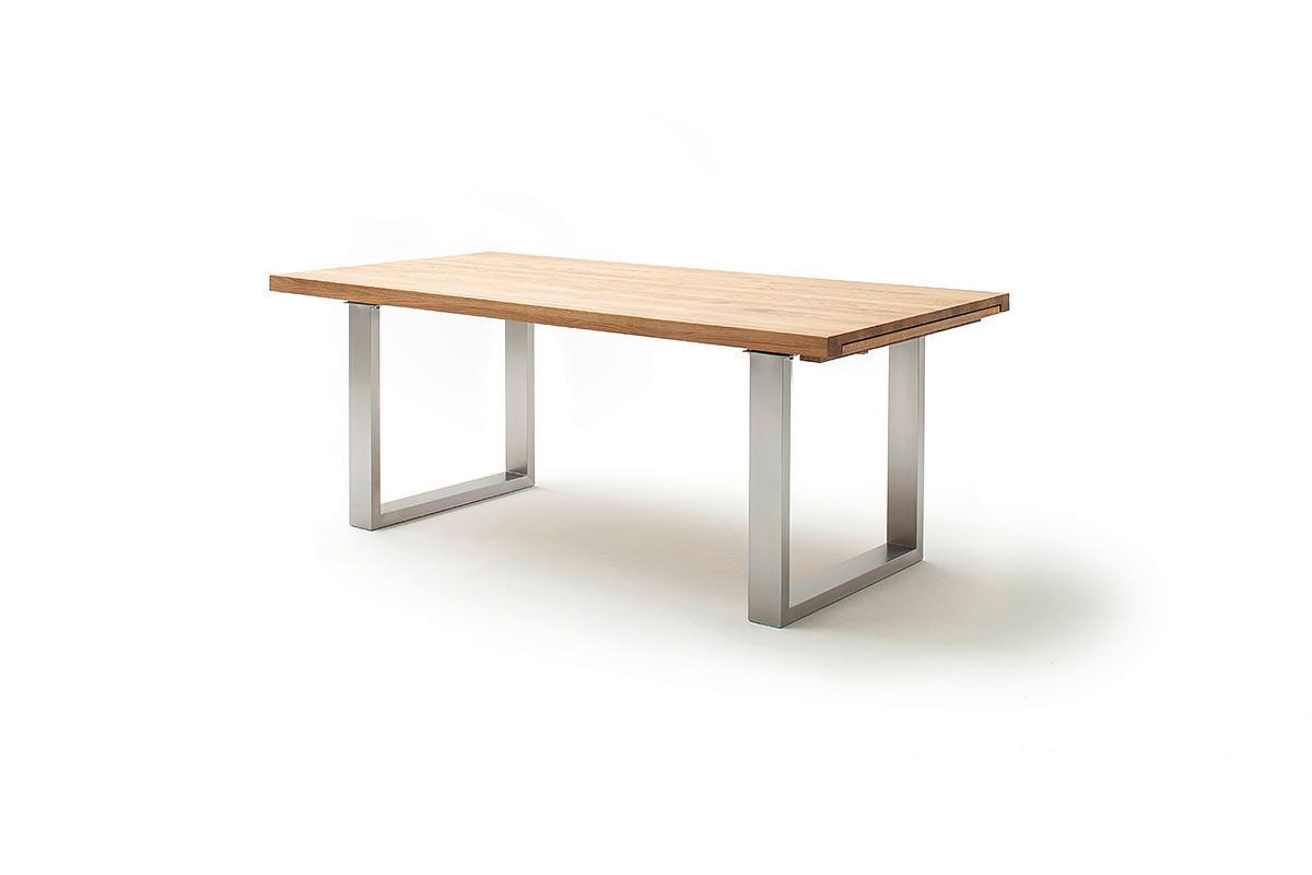 Ausziehtisch Dayton 180 Az 180-280x77x101 cm Wildeiche - Edelstahlfarben/Eichefarben, Trend, Holz/Metall (180-280/77/101cm)