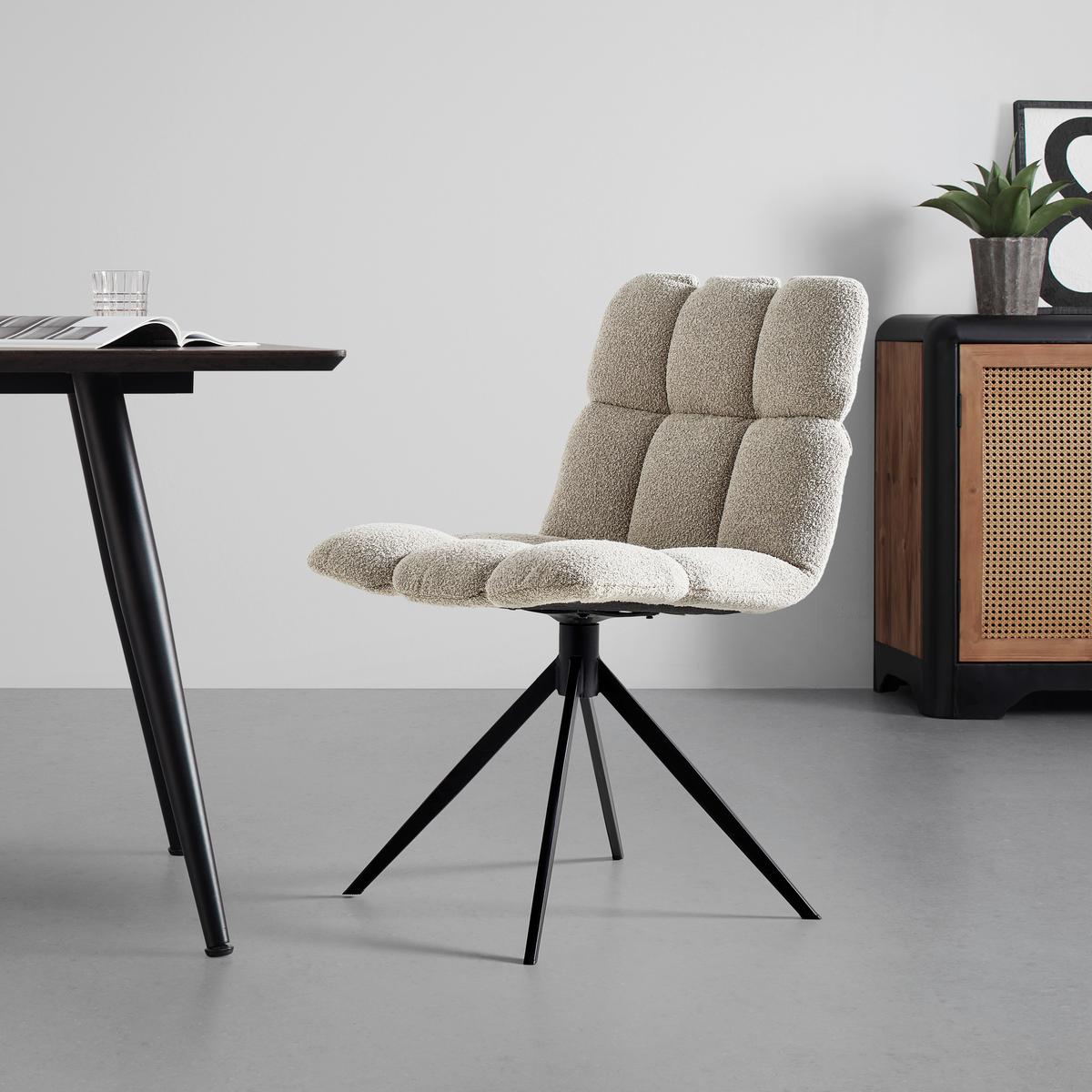 Otočná stolička MALU béžová - čierna/béžová, Modern, kov/textil (53/68/83cm) - Bessagi Home