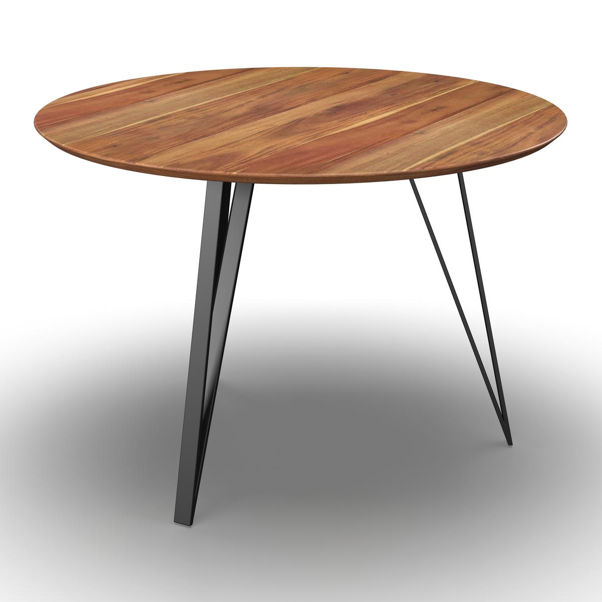 Jídelní stůl MALMO 120 - černá/barvy akácie, Moderní, kov/dřevo (120/120/76cm) - Bessagi Home