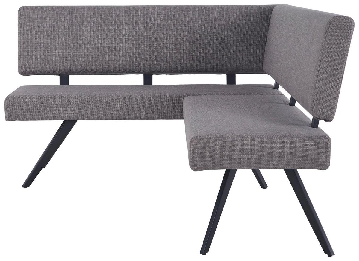 Eckbank Andros Hellgrau, S: 150x190 cm - Hellgrau/Schwarz, KONVENTIONELL, Textil/Metall (150/190cm) - MID.YOU