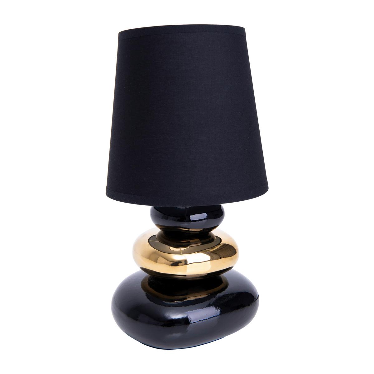 Tischlampe Stoney Schwarz Stoney - Goldfarben/Schwarz, Basics, Keramik/Textil (12,5/31cm) - Näve
