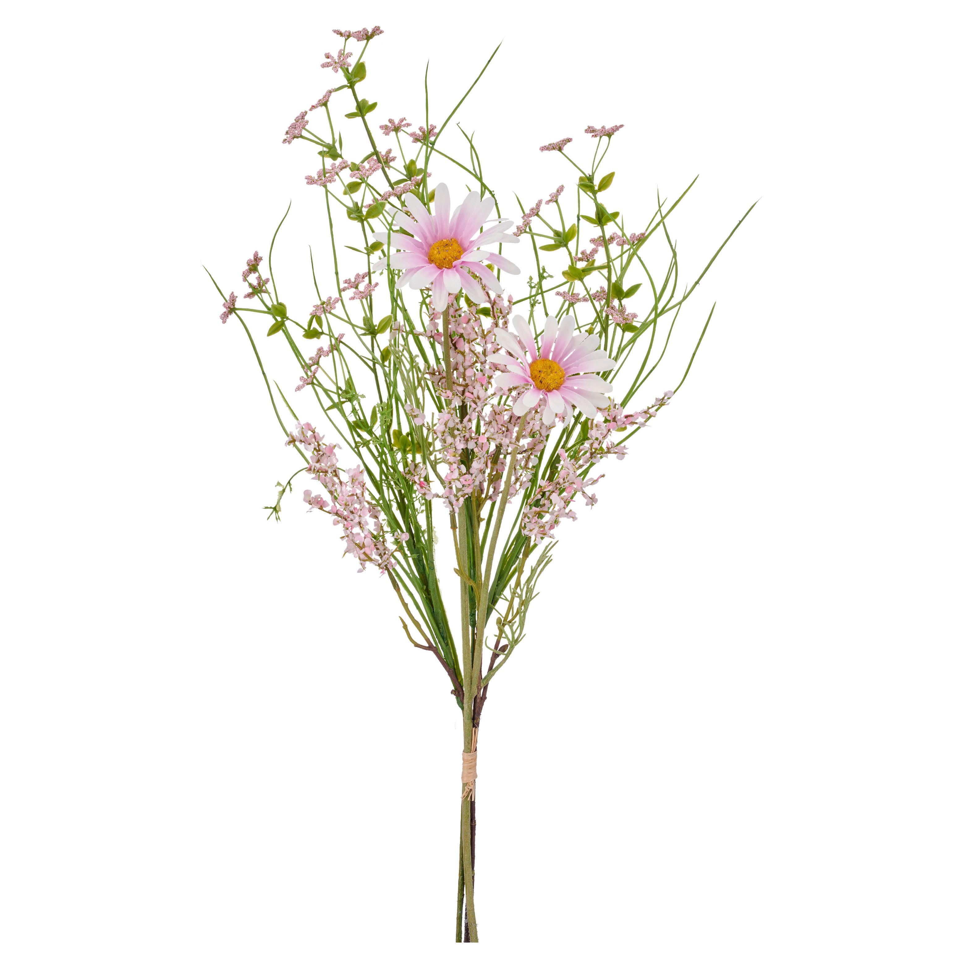 Umelý kvet margaréta MAGERITEN-MIX-STRAUSS II -PAZ- - zelená/ružová, Basics, kov/textil (65cm) - Mömax