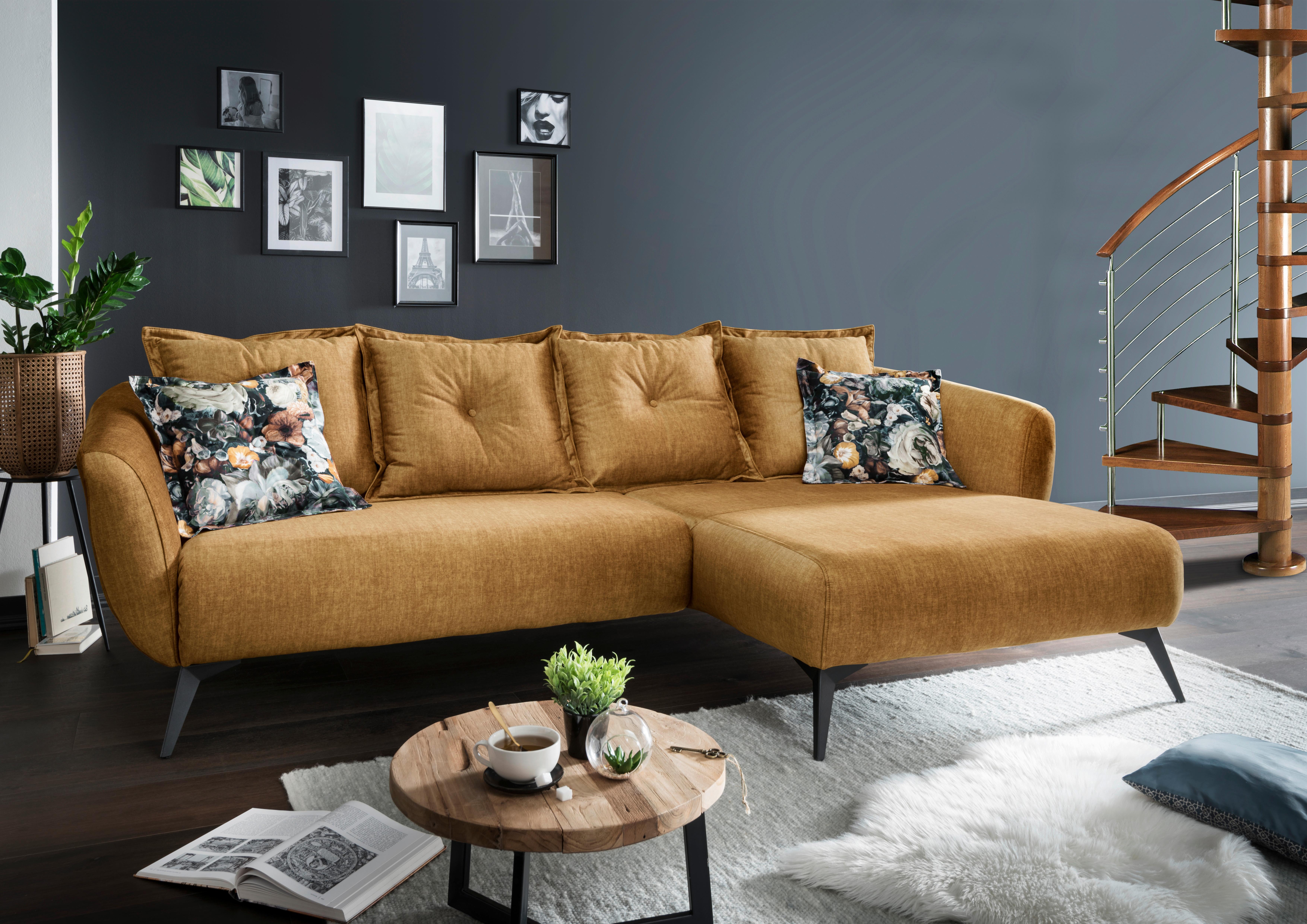 Ecksofa Baggio mit Kissen Textil Gelb - Gelb/Multicolor, MODERN, Holz/Textil (277/162cm) - Livetastic