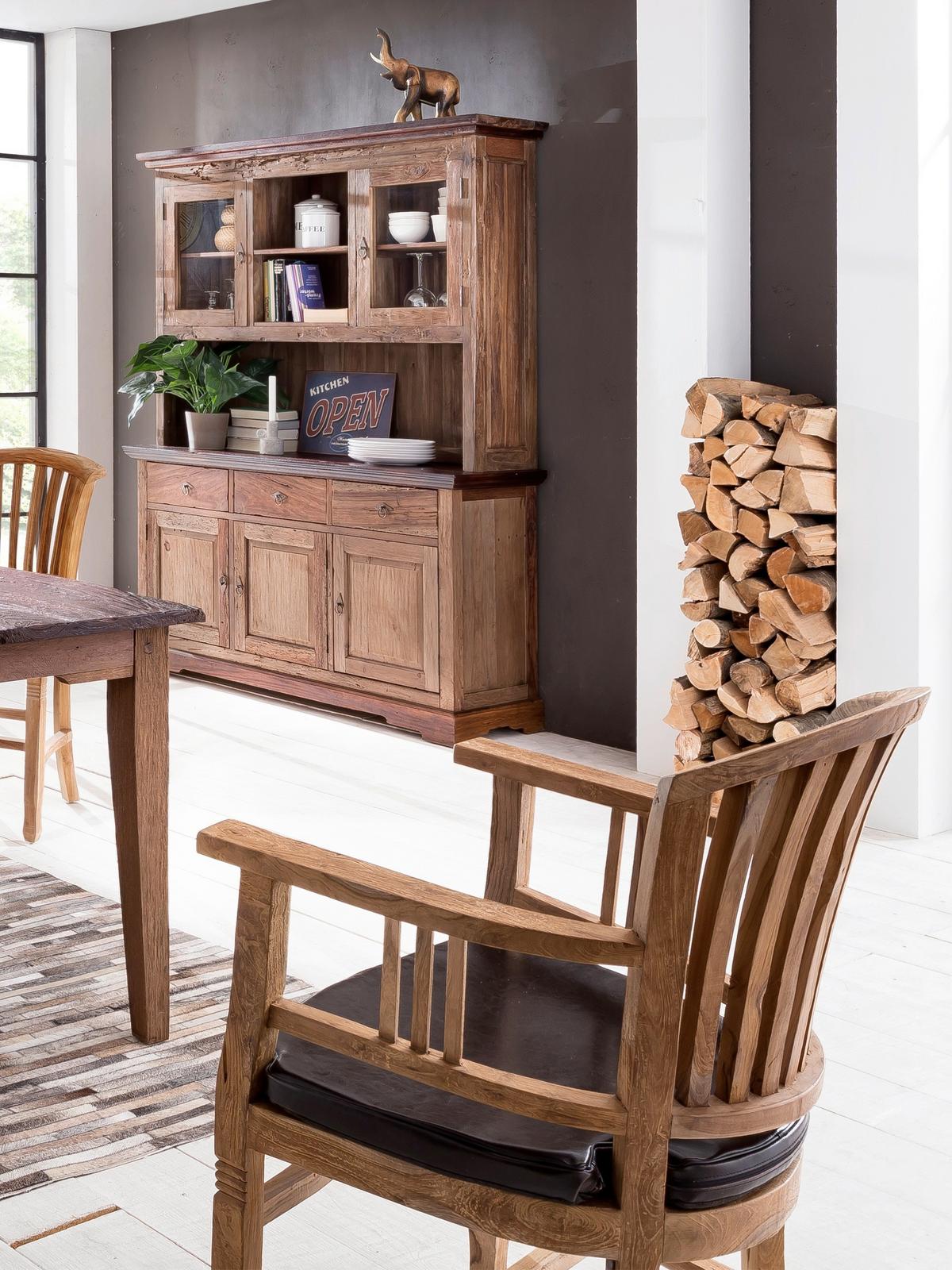 Sideboard Teakholz B: 148cm - Braun/Naturfarben, Design, Holz (148/83,50/44cm) - MID.YOU