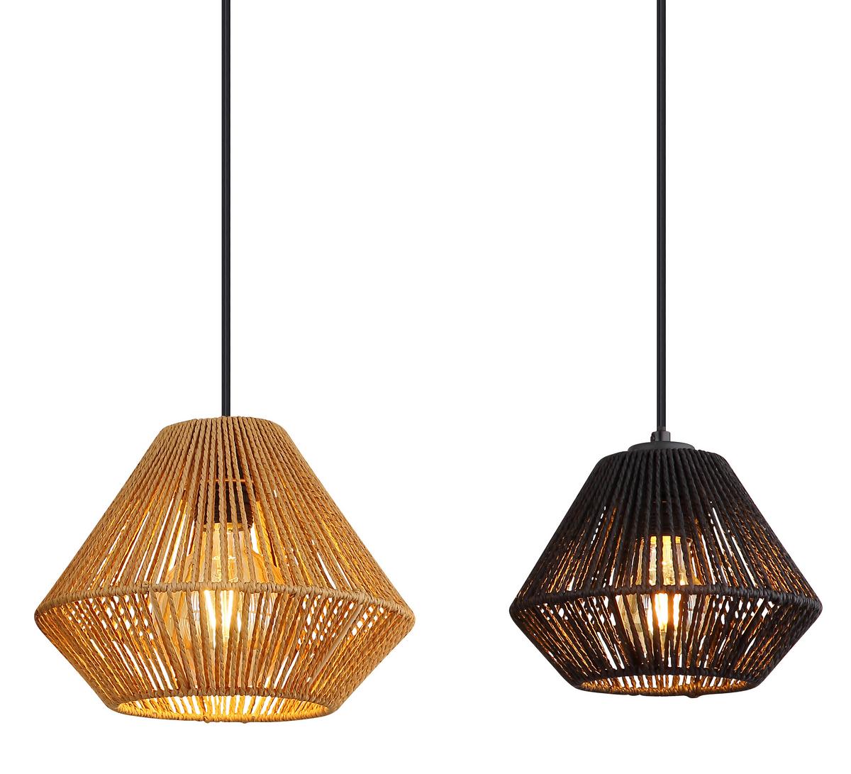 Hängeleuchte 15694-4h Houdini - Beige/Schwarz, Natur, Naturmaterialien/Kunststoff (103/30/120cm) - Globo