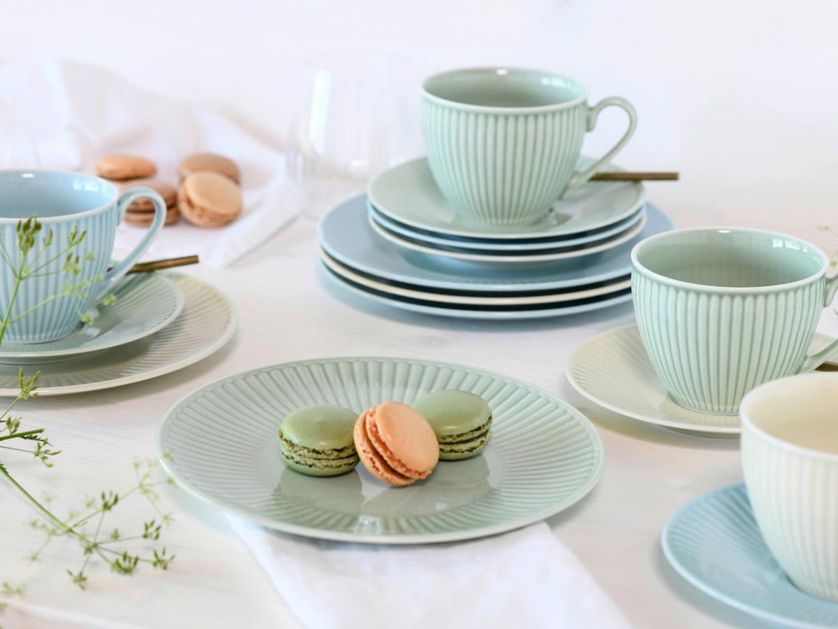 Kaffeeservice Valencia,18 -Teilig. Creme,pastellgrün,pastellblau - Pastellblau/Pastellgrün, Basics, Keramik - Creatable