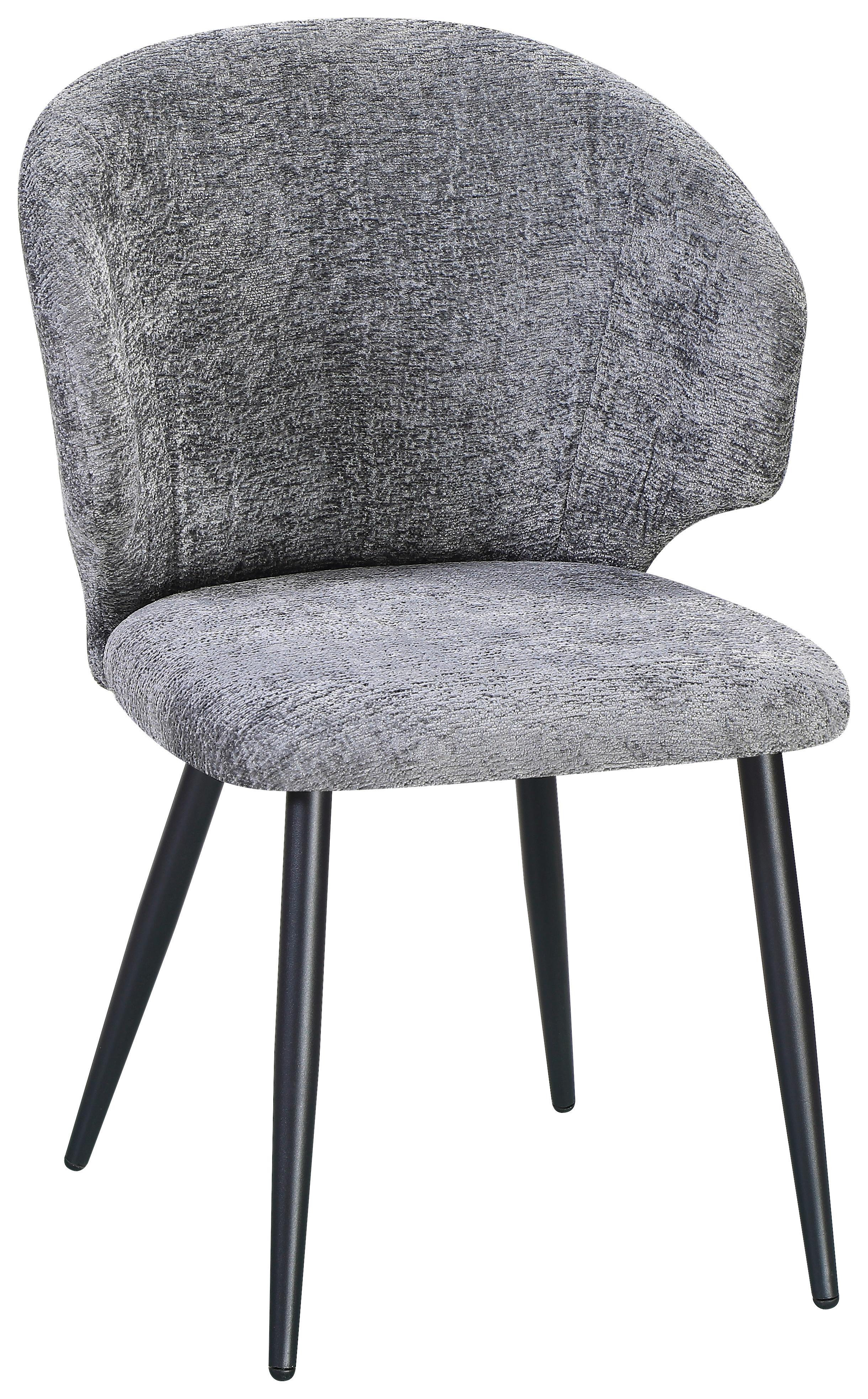 Vierfußstuhl Sindy Chenille Grau - Schwarz/Grau, MODERN, Textil/Metall (63/84/58cm) - MID.YOU